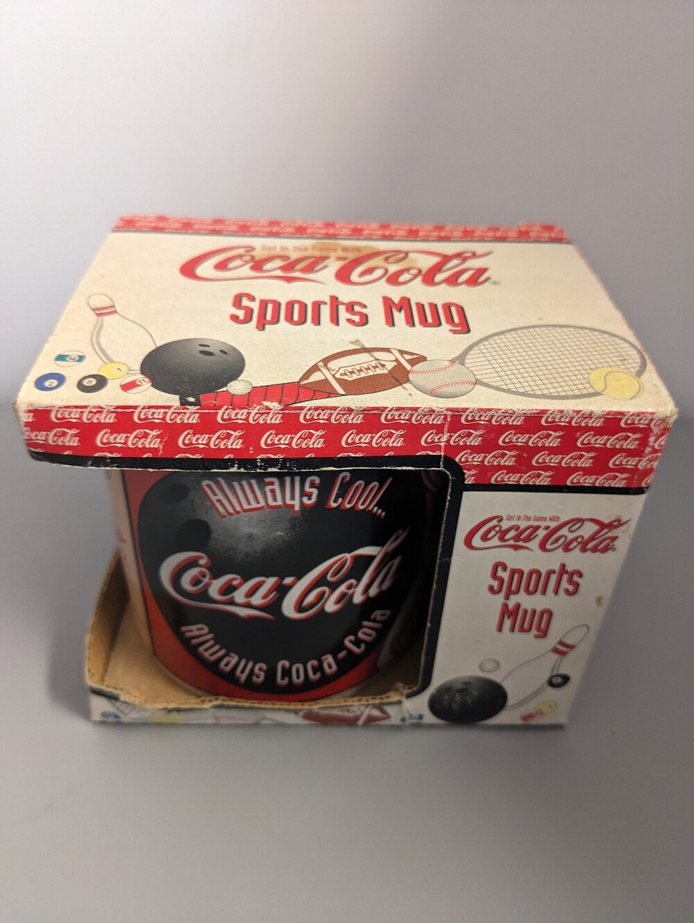 Coca Cola 1997 Sports Mug Boxed Collectible Vintage Enesco Red White Black